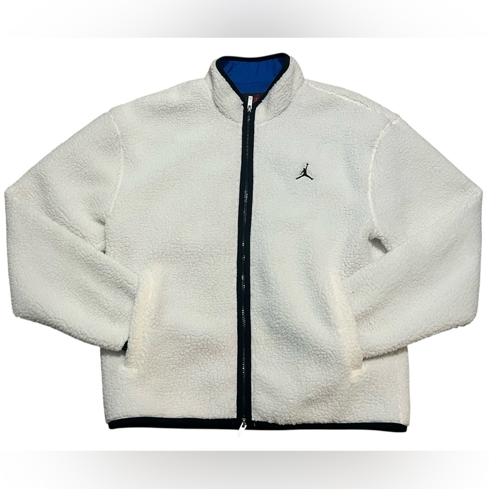 Air Jordan Flight Men's High-Pile Fleece Jacket full zip white medium FV7448-133